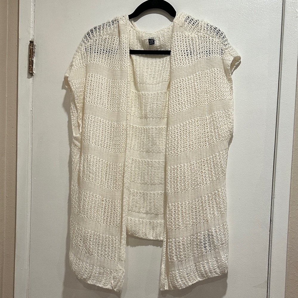Roxy Cream Open Knit Sleeveless Cardigan